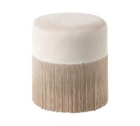 Beliani Velvet Beige Round Ottoman Pouffe With Tassels, 36 X 36 X 38 Cm