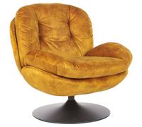 Beliani Swivel Armchair Nolvik Velvet Mustard