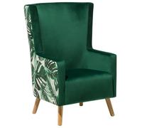 Beliani Velvet Wingback Chair Green Oneida