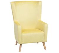 Beliani Velvet Wingback Chair Yellow Oneida