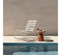 Beliani Verdant Home Garden Rocking Chair - Off White Powder-Coated Aluminium, Slatted Seat And Back, W66 X D96 X H92Cm