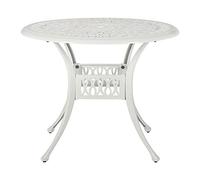 Beliani Vintage Garden Outdoor Dining Table Off-White Aluminium Round ø 90 cm Ancona