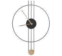Beliani Wall Clock Hanging Decor 44 x 65 cm Modern Minimalistic Design with Decorative Pendulum without Numbers Steel Black Anniviers