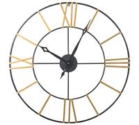 Beliani Valsot 80cm Gold Metal Wall Clock, Black