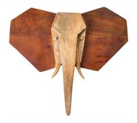 Beliani Wall Decor Elephant Garoua Mango Wood 37 Cm Brown