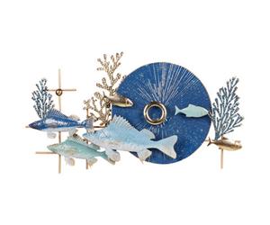 Beliani Wall Decor Fish Barium Metal 48 Cm Blue