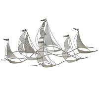 Beliani Wall Decor Ship Silver Iron Irregular Modern Decorative Art Deco | Metal, Metallic, Does Not Require Assembly, 132 x 67 cm