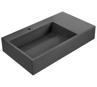 Beliani Wall Hung Basin Black Mineral Cast Matt Classic Bathroom | Rectangular, Requires Installation, 75 x 15 cm