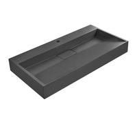 Beliani Wall Hung Basin Quenko Black 900 X 460 mm Mineral Cast