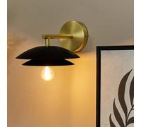 Beliani Wall Lamp Black And Gold Steel Double Cone Shade 22 X 29 X 14 Cm Modern Glam Accent Lighting