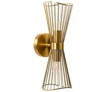 Beliani Wall Lamp Gold Iron LED Light Living Room Modern Style Double | Metal, Max 60 W, 2 Bulbs, E27 Fitting, IP 44 Waterproof, Gloss