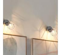 Beliani Wall Lamp Silver Metal Cage Shade Adjustable Tilt And Swivel Modern Glam 10Cm X 16Cm