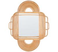 Beliani Wall Mirror Alcorn 70 Cm 90 Cm Rattan Natural