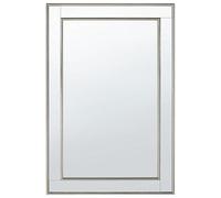 Beliani Wall Mirror Silver Synthetic Material Rectangular Framed with Gold | Gesso, Does Not Require Assembly, 60 x 90 cm