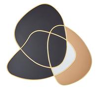 Beliani Wall Mirror Irregular Shape Art Deco Style Gold Frame Coloured Glass Black Tailly