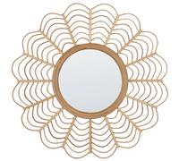 Beliani Wall Mirror Tumbit 60 Cm 60 Cm Bamboo Wood Natural