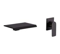 Beliani Wall Mounted Basin Mixer Tap Aponwao Brass Black, Black