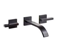 Beliani Wall Mounted Basin Mixer Tap Berraco Brass Black