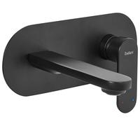Beliani Wall Mounted Basin Mixer Tap Black Brass Single Lever | Metal, Requires Installation and Assembly, 23 x 9 cm