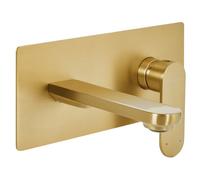 Beliani Wall Mounted Basin Mixer Tap Chungara Brass Gold, Gold