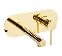 Beliani Wall Mounted Basin Mixer Tap Clavijo Brass Gold