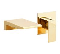 Beliani Wall Mounted Basin Mixer Tap Karuay Brass Gold