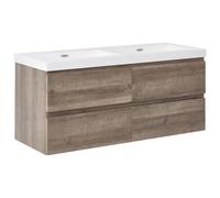 Beliani Wall Mounted Double Basin Vanity Unit Viedma 120 Cm Taupe