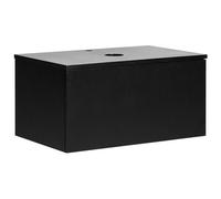 Beliani Wall Mounted Washbasin Cabinet Alzira 80 Cm Black, Black