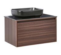 Beliani Wall Mounted Vanity Unit With Basin Arica Dark Brown