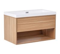 Beliani Wall Mounted Vanity Unit With Basin Berbice Light Brown