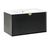 Beliani Wall Mounted Vanity Unit With Basin Bonaire Black