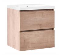 Beliani Wall Mounted Vanity Unit With Basin Lagoa 60 Cm Light Brown