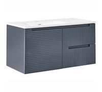 Beliani Wall Mounted Vanity Unit With Basin Vala 100 Cm Graphite Grey