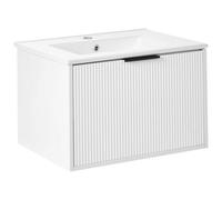 Beliani Wall Mounted Vanity Unit With Basin With Black Handle Tilcara White