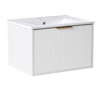 Beliani Wall Mounted Vanity Unit With Basin With Gold Handle Tilcara White