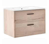 Wall Mounted Vanity Unit with Basin YELCHO Light Brown