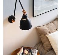 Beliani Wall Spot Lamp Matte Black With Copper Joints, Long Swing Arm Reading Light For Bedside And Desk