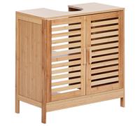 Beliani Washbasin Cabinet Missoula Bamboo Wood 60 Cm 30 Cm 60 Cm Light Brown