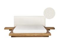 Beliani Waterbed Boucle Zen 160 X 200 Cm (Eu King Size) Natural Ash Wood