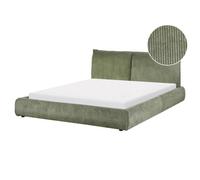 Beliani Waterbed Corduroy Vinay 160 X 200 Cm (Eu King Size) Olive Green