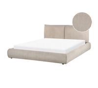 Beliani Waterbed Corduroy Vinay 160 X 200 Cm (Eu King Size) Taupe