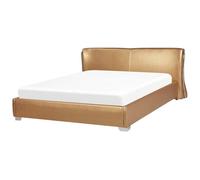 Beliani Waterbed Leather Paris 180 X 200 Cm (Eu Super King) Gold