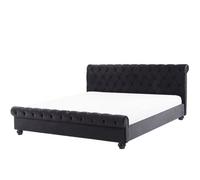 Beliani Waterbed Velvet Avallon 140 X 200 Cm (Eu Double) Black