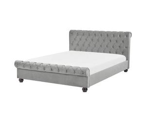 Beliani Waterbed Velvet Avallon 180 X 200 Cm (Eu Super King) Grey
