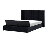 Beliani Waterbed With Storage Bench Velvet Noyers 180 X 200 Cm (Eu Super King) Black