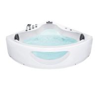 Beliani Whirlpool Corner Bath With Led 1900 X 1380 mm Cm White Tocoa