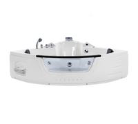 Beliani Whirlpool Corner Bath With Led 1980 X 1440 Cm mm White Martinica