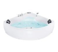 Corner Hot Tub with LED SENADO 2050 x 1500 mm White