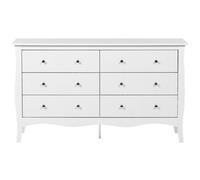 Beliani White 6-Drawer Chest Of Drawers 75 X 130 Cm Modern French Style