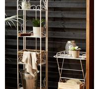 Beliani White Metal 4-Tier Free-Standing Bathroom Shelf Unit Vintage Distressed Finish W40 X D27 X H166Cm